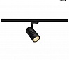 STRUCTEC spot for 3-circuit high-voltage track, 30W, LED,3000K, 36°, black, incl. 3-circuit adapter