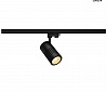 STRUCTEC spot for 3-circuit high-voltage track, 24W, LED, 3000K, 60°, black, incl. 3-circuit adapter
